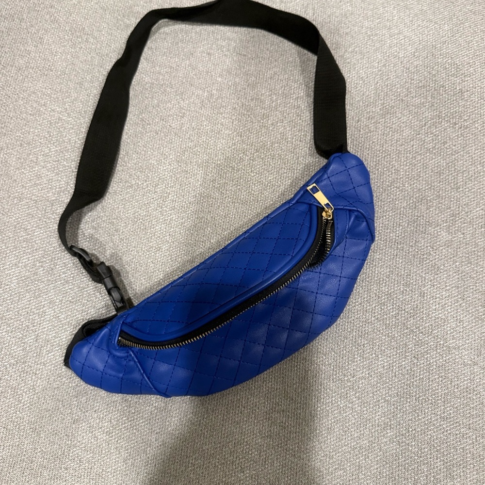 Elegant Blue leather Belt Bag